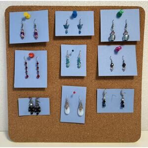 Earrings Lot Dangle 9 pair BEADS Blue Green Pink Red Black Butterflies